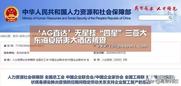 ‘AG直达’无星挂“四星”三亚大东海夏威夷大酒店被查(图1) AG捕鱼
